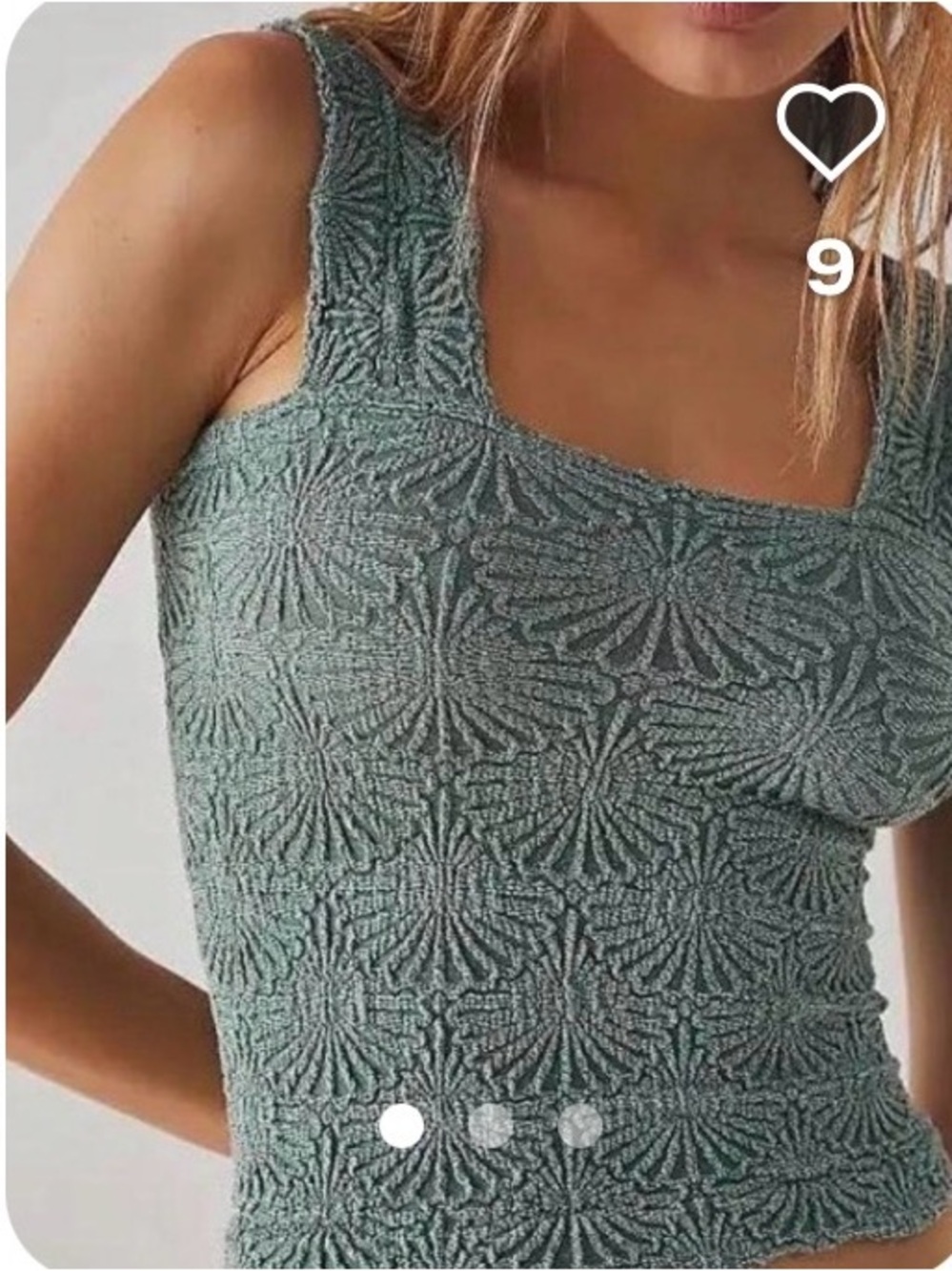 Free People Sage Green Textured Square-Neck Tank